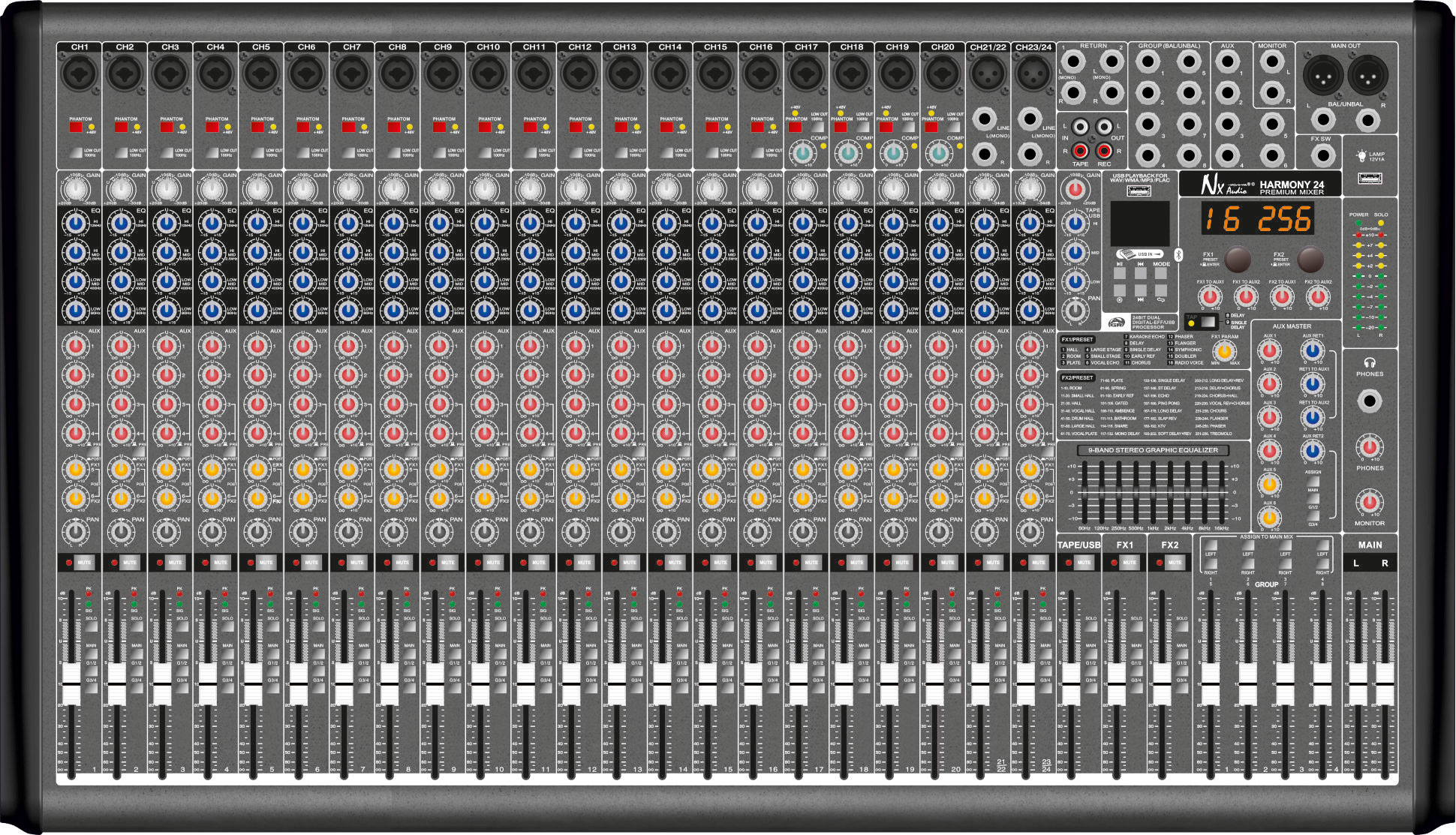 NX Audio HARMONY24.4 Professional Live Mixer