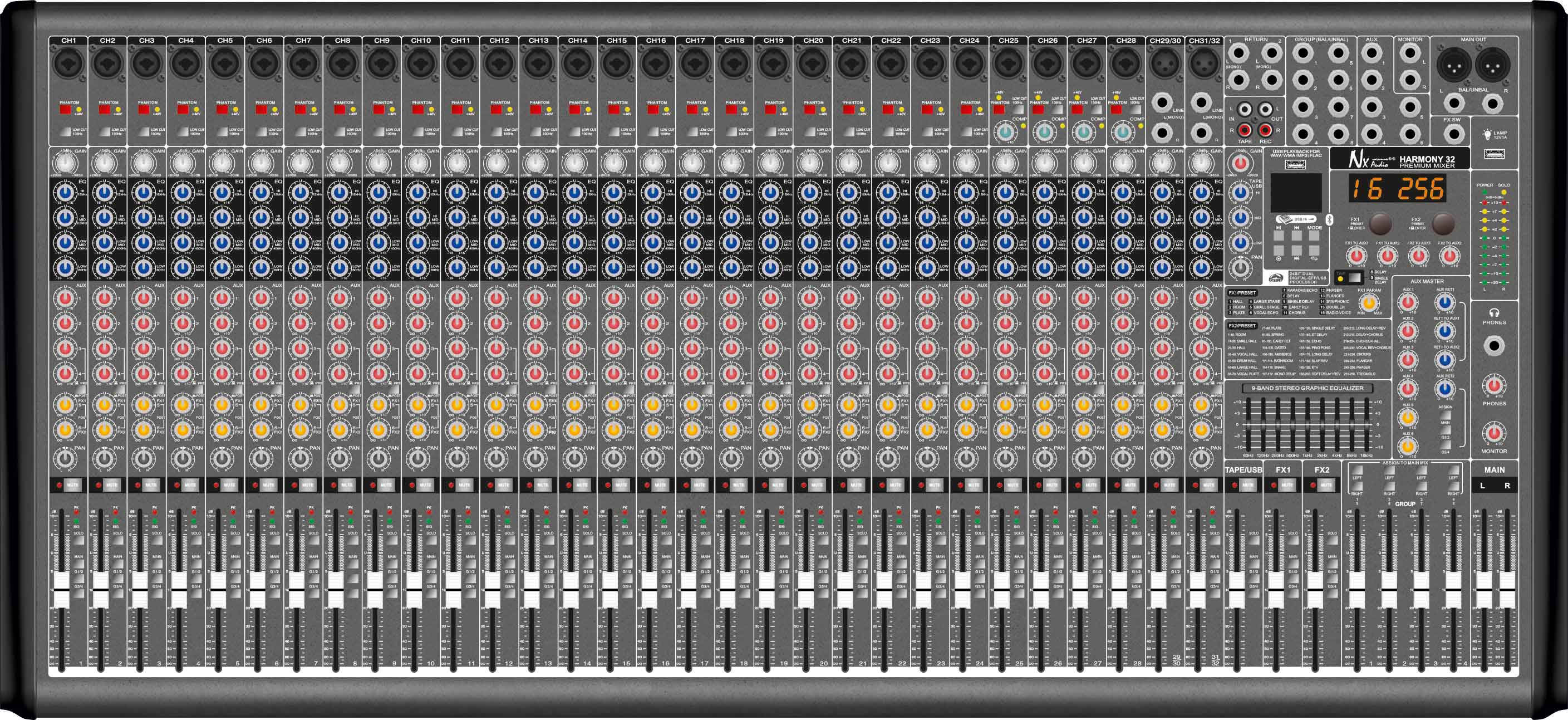 NX Audio HARMONY32.4 Professional Live Mixer