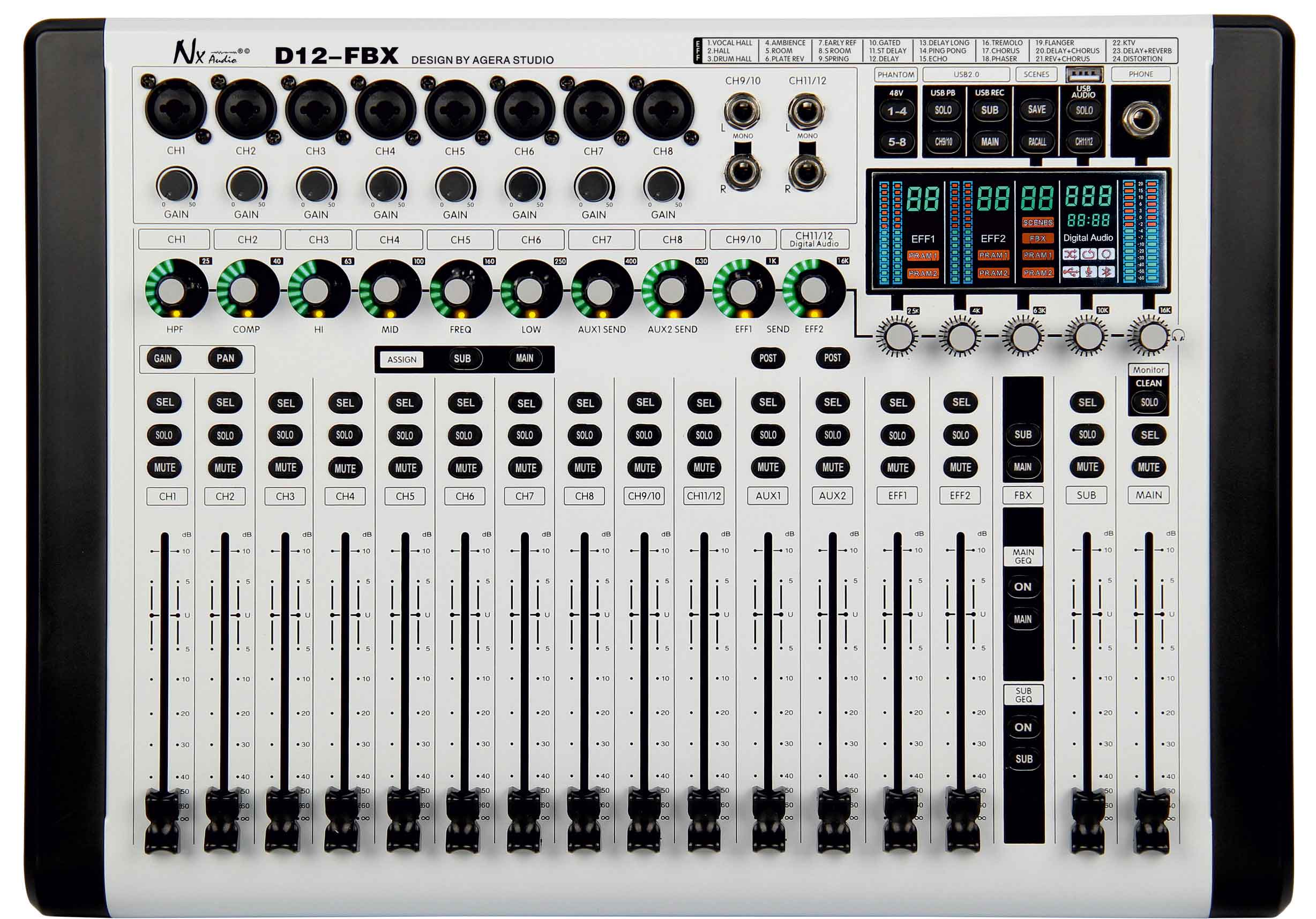 NX Audio D12-FBX Compact Digital Mixer